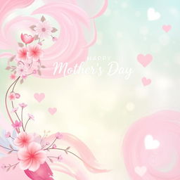 A vibrant and creative abstract background for a Mother's Day stage, featuring swirling pastel colors like soft pink, lavender, mint green, and sky blue