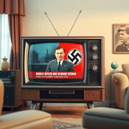 A realistic 3D illustration of an old television set from the 1970s displaying a news broadcast dated June 6, 1973