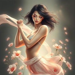 A stunning artistic interpretation of a female figure representing strength and elegance, inspired by graceful movement and natural beauty