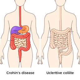 An informative illustration displaying two human digestive systems side by side