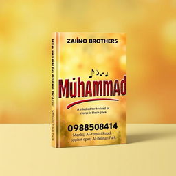 A vibrant and eye-catching book cover designed for the Zaino Brothers, prominently featuring the name 'Muhammad' in bold and attractive typography