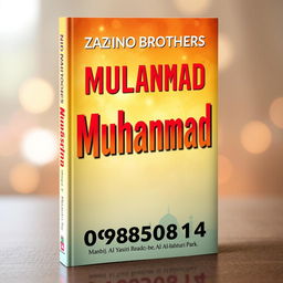 A vibrant and eye-catching book cover designed for the Zaino Brothers, prominently featuring the name 'Muhammad' in bold and attractive typography