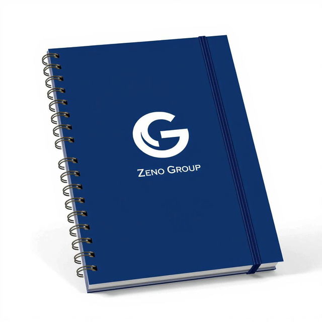 A sleek and modern annual notebook cover designed for the Zeno Group, showcasing their advertising services