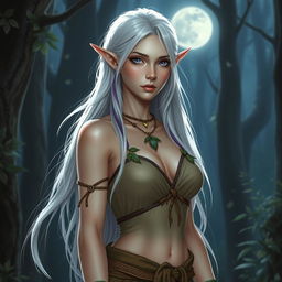 A captivating half-elf druid named Xyreth, standing at 1