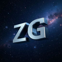 A professional and realistic depiction of the letters 'ZG' floating in a cosmic space environment