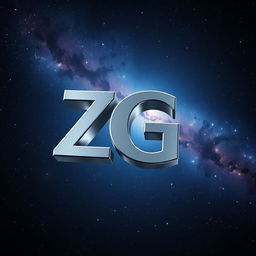 A professional and realistic depiction of the letters 'ZG' floating in a cosmic space environment
