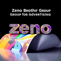 A minute-long motion graphic that creatively displays the name 'Zeno Brothers Group for Advertising' in a bold and eye-catching font