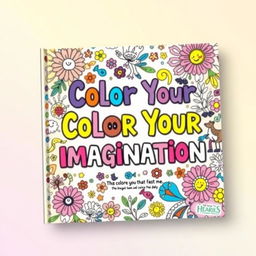 A vibrant and inviting book cover for a coloring book, featuring intricate and whimsical illustrations that encourage creativity