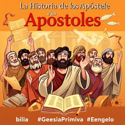 An informative and engaging video cover illustration showcasing the story of the apostles of Jesus