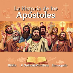 An informative and engaging video cover illustration showcasing the story of the apostles of Jesus