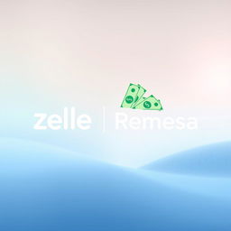 A serene and minimalist graphic design featuring the words 'Zelle' and 'Remesa'