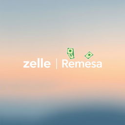 A serene and minimalist graphic design featuring the words 'Zelle' and 'Remesa'