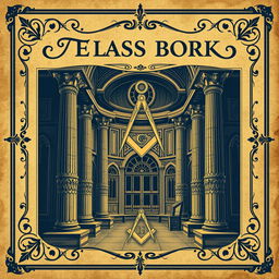 A historical book cover design showcasing a Masonic lodge environment