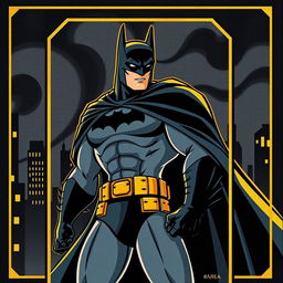 A rare black and gold trading card featuring Batman, inspired by the animation style of the 1992 Batman animated series