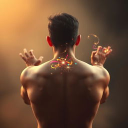 A captivating portrait of a man shown from behind, emphasizing his back