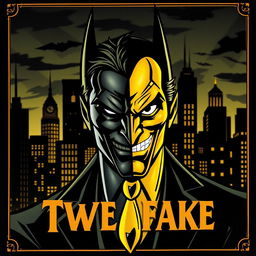 A rare black and gold card featuring Two-Face, inspired by the artistic style of the 1992 Batman animated series