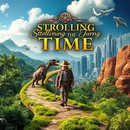 A mesmerizing book cover for a novel titled 'Strolling Through Time'
