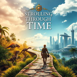 A mesmerizing book cover for a novel titled 'Strolling Through Time'