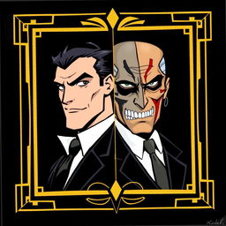 A rare black and gold card featuring Harvey Dent as Two-Face, inspired by the animated series Batman (1992)