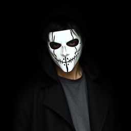 A 23-year-old Japanese man shrouded in mystery, wearing a hood that conceals his medium-length jet-black hair