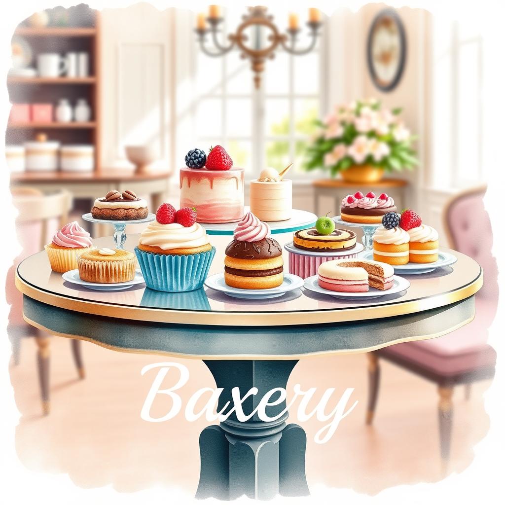 A beautiful display of delicious desserts including cupcakes, macarons, and pastries artistically arranged on an elegant table