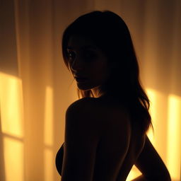 A sensual and artistic portrayal of a confident young woman in a tastefully shot scene, capturing the essence of self-exploration and empowerment
