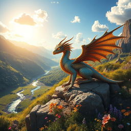 An imaginative creature called a Canelite, resembling a mythical dragon with iridescent scales, intricate feathered wings, and glowing eyes