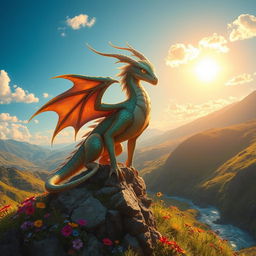 An imaginative creature called a Canelite, resembling a mythical dragon with iridescent scales, intricate feathered wings, and glowing eyes
