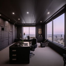 A penthouse office space furnished in the style of a SWAT commander's office, inspired by architectural details in the given link.