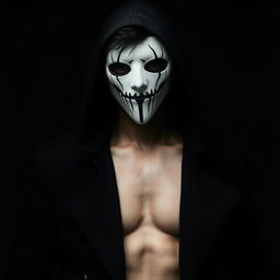 A 23-year-old man shrouded in mystery, wearing a hood that conceals much of his medium-length jet-black hair