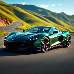 A stunning sports car in a dynamic pose, showcasing sleek lines and a vibrant color palette