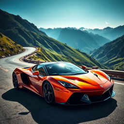 A stunning sports car in a dynamic pose, showcasing sleek lines and a vibrant color palette