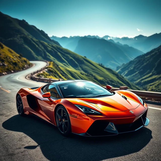 A stunning sports car in a dynamic pose, showcasing sleek lines and a vibrant color palette