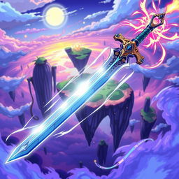 A stylized anime comic illustration of a sword, showcasing a sleek and elegant design