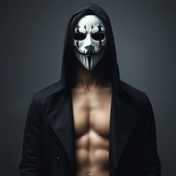 A 23-year-old man shrouded in mystery, wearing a hood that conceals his medium-length jet-black hair