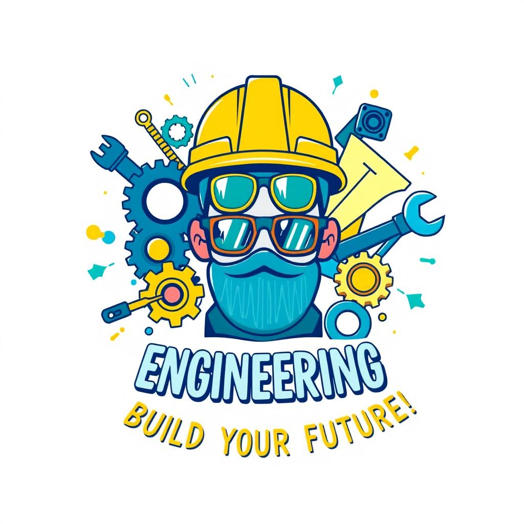 A vibrant and eye-catching T-shirt design featuring the profession of engineer