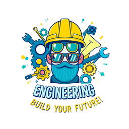 A vibrant and eye-catching T-shirt design featuring the profession of engineer