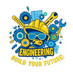A vibrant and eye-catching T-shirt design featuring the profession of engineer