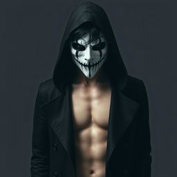 A 23-year-old man shrouded in mystery, wearing a hood that conceals much of his medium-length jet-black hair
