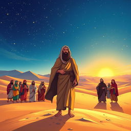 An inspiring illustration depicting the story of Abraham, the patriarch of nations