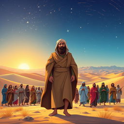 An inspiring illustration depicting the story of Abraham, the patriarch of nations