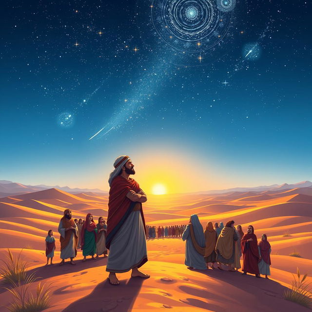 An inspiring illustration depicting the story of Abraham, the patriarch of nations