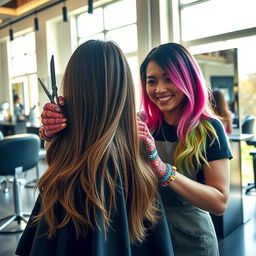 A fresh and stylish haircut being showcased in a modern salon