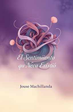 A beautifully designed book cover for a poetry collection titled 'El Sentimiento que Nunca Existió' by José Machillanda, featuring an abstract illustration of tangled emotions represented by swirling colors and soft shapes
