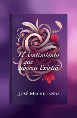 A beautifully designed book cover for a poetry collection titled 'El Sentimiento que Nunca Existió' by José Machillanda, featuring an abstract illustration of tangled emotions represented by swirling colors and soft shapes