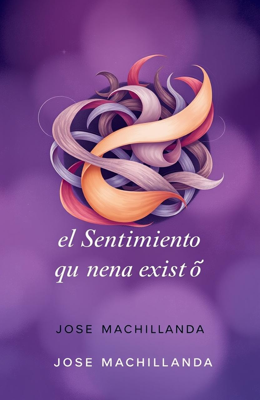 A beautifully designed book cover for a poetry collection titled 'El Sentimiento que Nunca Existió' by José Machillanda, featuring an abstract illustration of tangled emotions represented by swirling colors and soft shapes