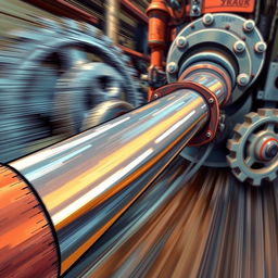 A detailed illustration of a pipe moving to the left