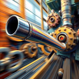 A detailed illustration of a pipe moving to the left