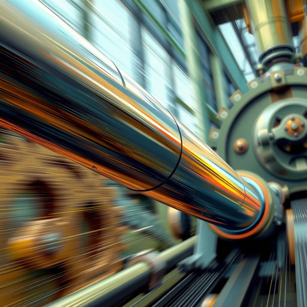 A detailed illustration of a pipe moving to the left
