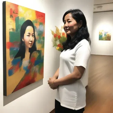 The Malayan artist showcased her beautiful paintings at the gallery.